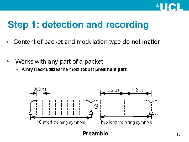 Step 1: detection and recording • Content of packet and modulation type do not