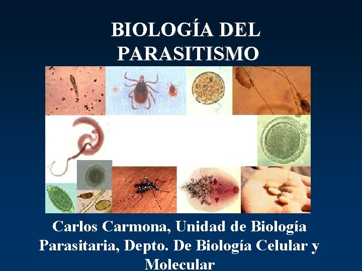 BIOLOGÍA DEL PARASITISMO Carlos Carmona, Unidad de Biología Parasitaria, Depto. De Biología Celular y