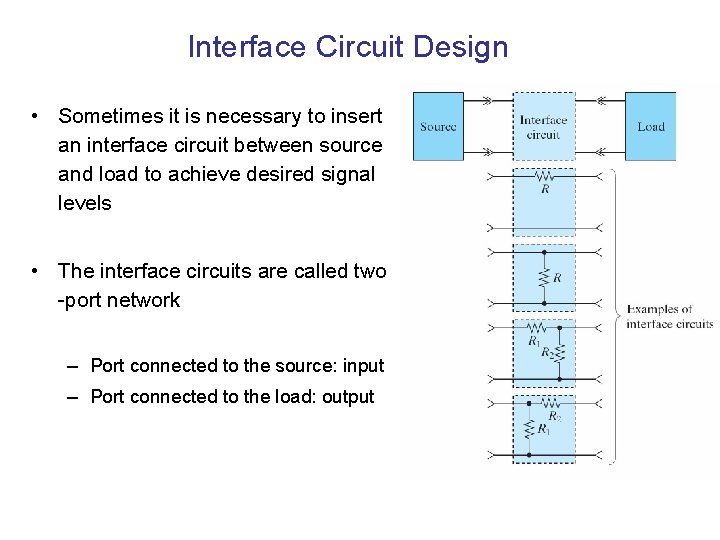Interface Circuit Design • Sometimes it is necessary to insert an interface circuit between