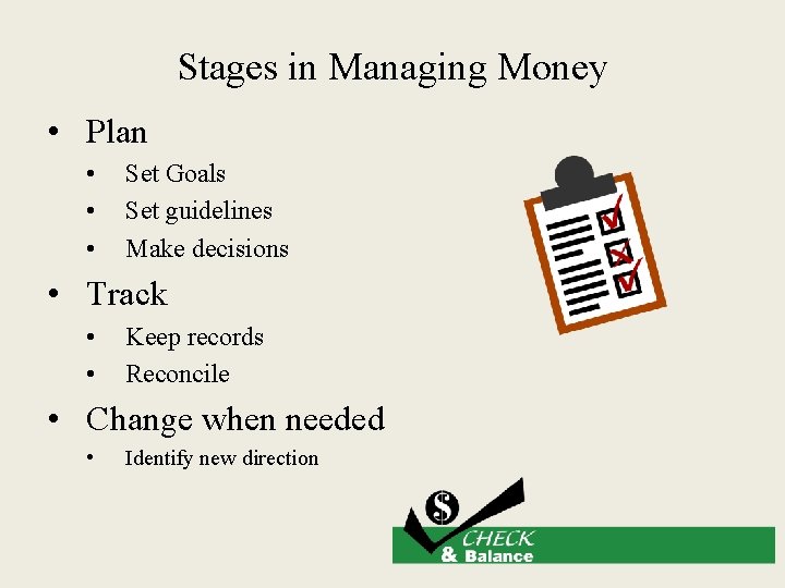 Money Management Basics Complete the Picture Your financial