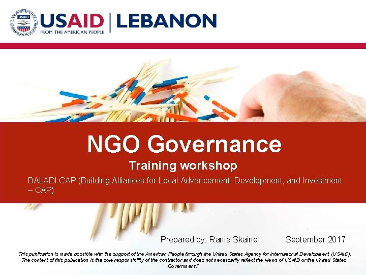 NGO Governance Training workshop BALADI CAP (Building Alliances for Local Advancement, Development, and Investment