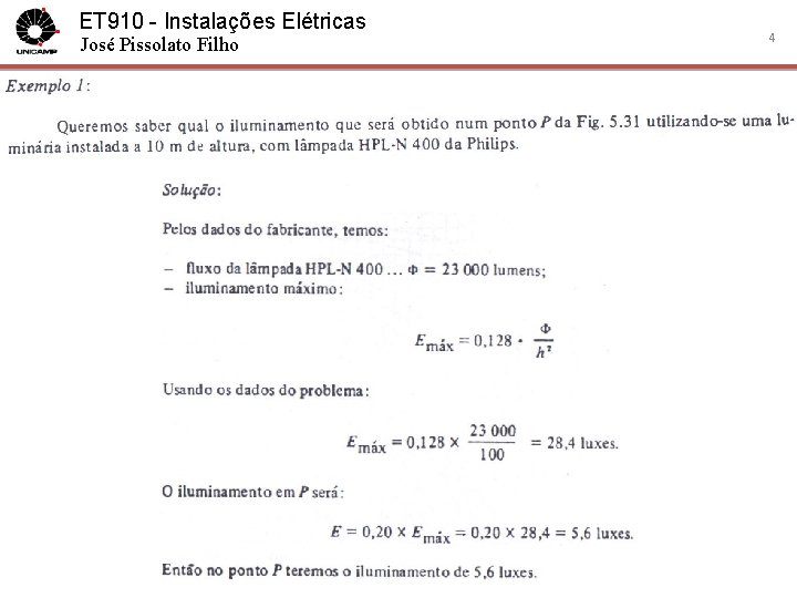 ET 910 - Instalações Elétricas José Pissolato Filho 4 