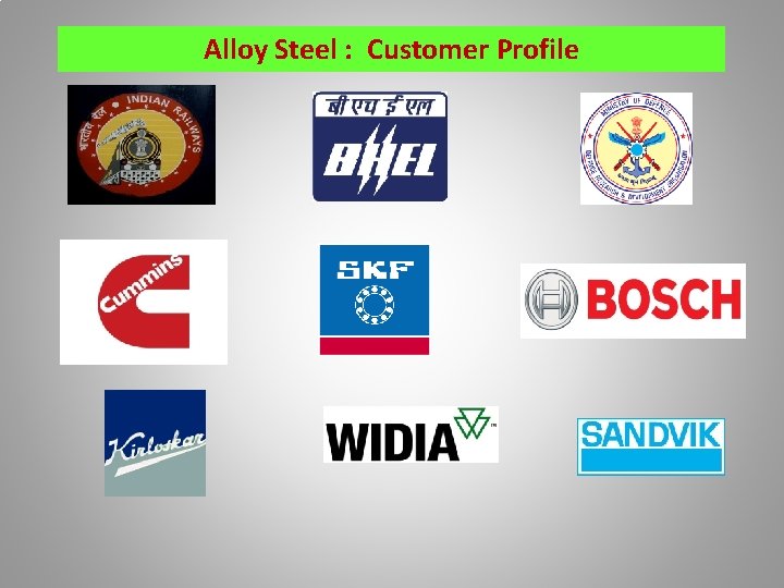 Alloy Steel : Customer Profile 