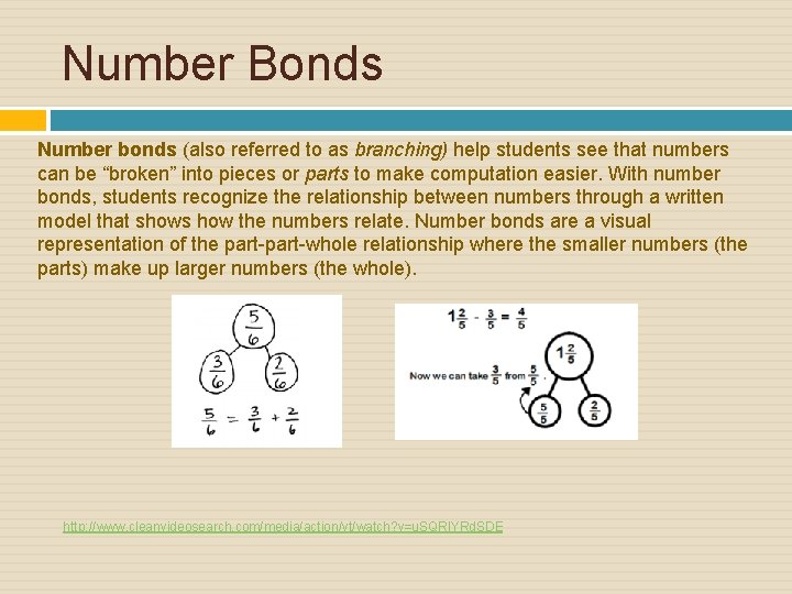 Number Bonds Number bonds (also referred to as branching) help students see that numbers