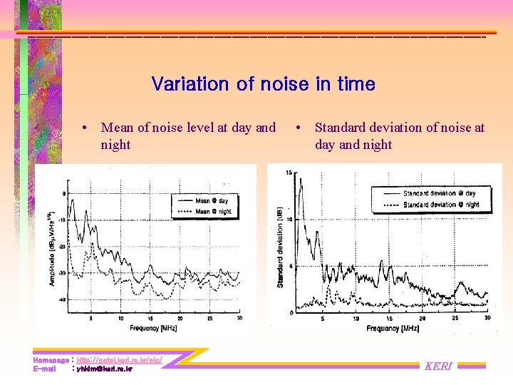 Variation of noise in time • Mean of noise level at day and night Variation of noise in time • Mean of noise level at day and night