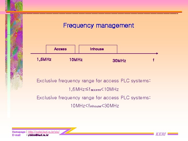 Frequency management Access 1, 6 MHz Inhouse 10 MHz 30 MHz f Exclusive frequency Frequency management Access 1, 6 MHz Inhouse 10 MHz 30 MHz f Exclusive frequency