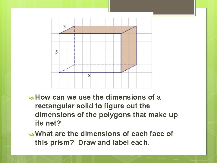  How can we use the dimensions of a rectangular solid to figure out