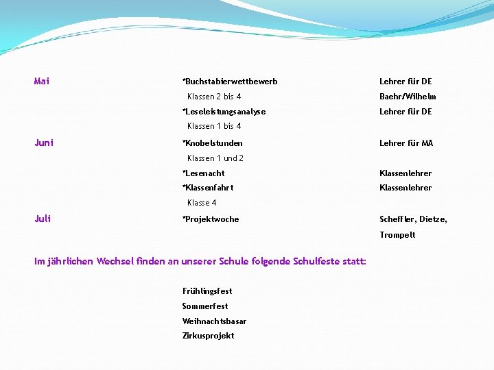 Mai *Buchstabierwettbewerb Klassen 2 bis 4 *Leseleistungsanalyse Lehrer für DE Baehr/Wilhelm Lehrer für DE