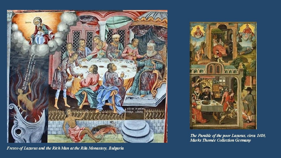The Parable of the poor Lazarus, circa 1480, Marks Thomée Collection Germany Fresco of The Parable of the poor Lazarus, circa 1480, Marks Thomée Collection Germany Fresco of