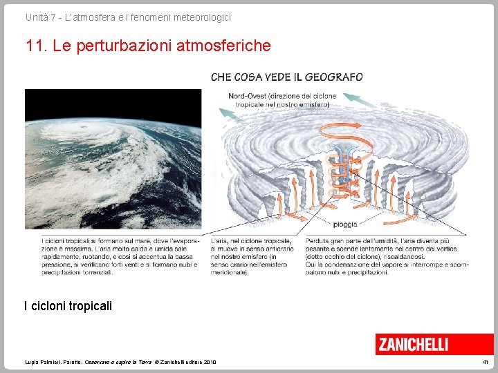 Unità 7 - L’atmosfera e i fenomeni meteorologici 11. Le perturbazioni atmosferiche I cicloni Unità 7 - L’atmosfera e i fenomeni meteorologici 11. Le perturbazioni atmosferiche I cicloni