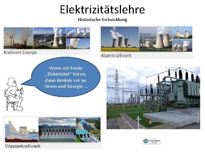 Elektrizitätslehre Historische Entwicklung Wenn wir heute „Elektrizität“ hören, dann denken wir an Strom und