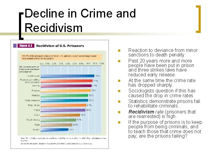 Decline in Crime and Recidivism n n n n Reaction to deviance from minor