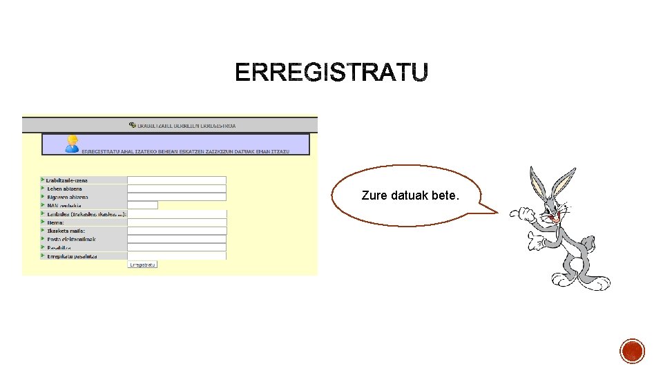 Zure datuak bete. 