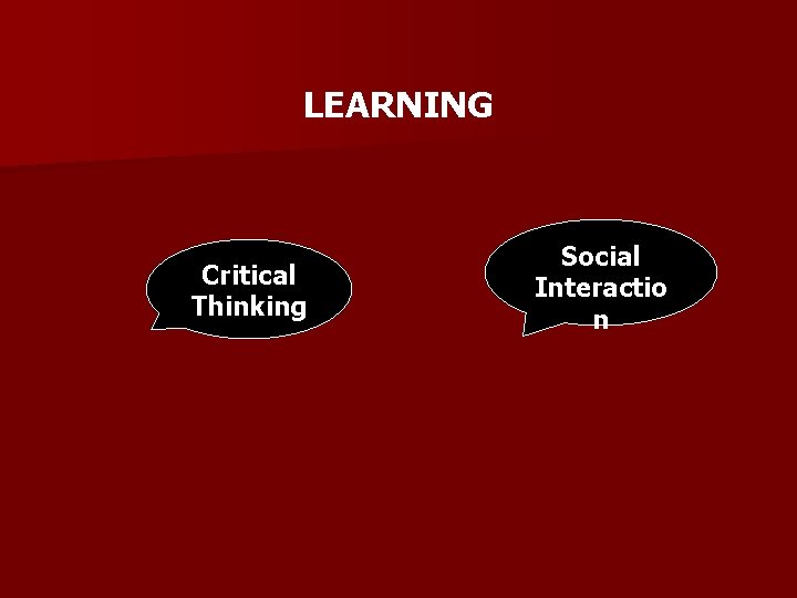 LEARNING Critical Thinking Social Interactio n 