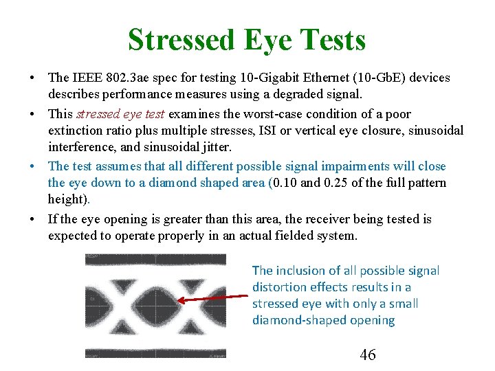 Stressed Eye Tests • The IEEE 802. 3 ae spec for testing 10 -Gigabit