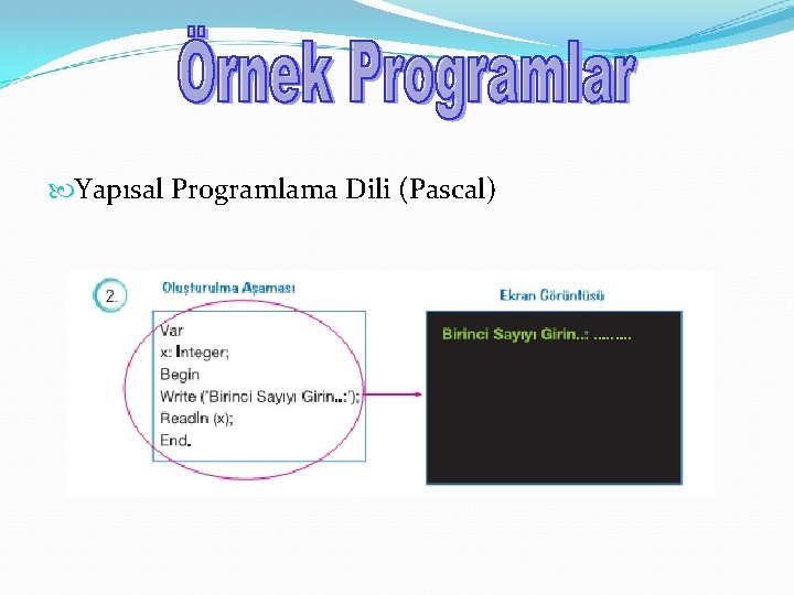  Yapısal Programlama Dili (Pascal) 