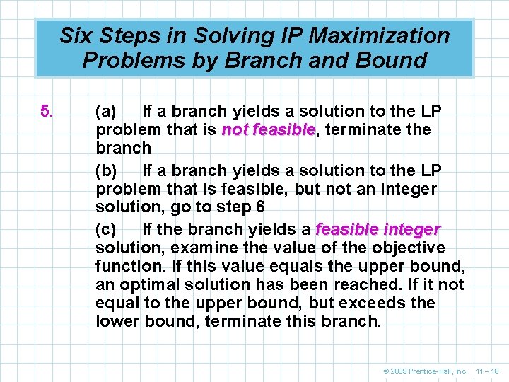 Six Steps in Solving IP Maximization Problems by Branch and Bound 5. (a) If