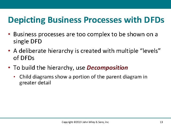 Depicting Business Processes with DFDs • Business processes are too complex to be shown