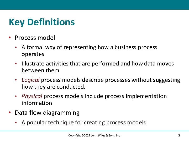 Key Definitions • Process model A formal way of representing how a business process