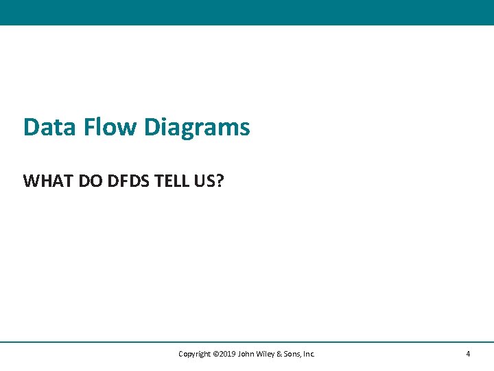 Data Flow Diagrams WHAT DO DFDS TELL US? Copyright © 2019 John Wiley &