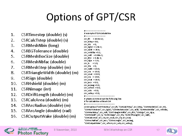 Options of GPT/CSR 1. 2. 3. 4. 5. 6. 7. 8. 9. 10. 11.