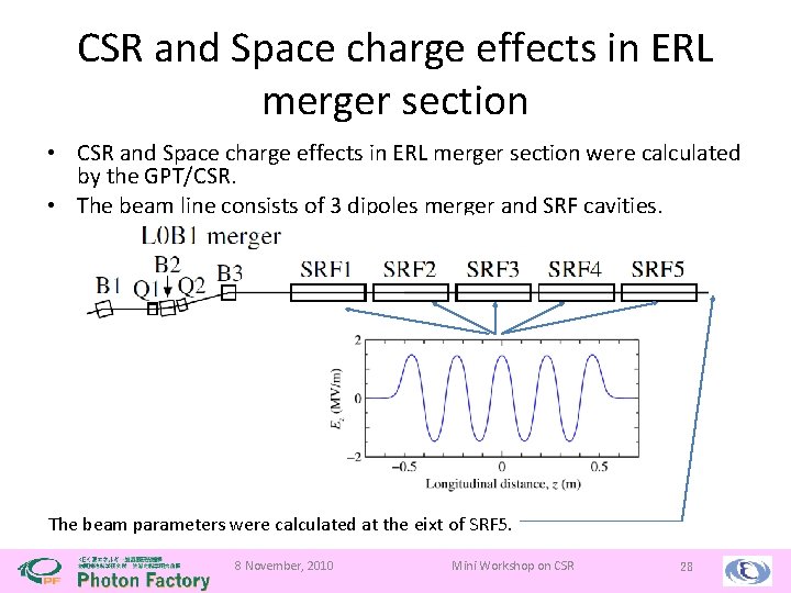 CSR and Space charge effects in ERL merger section • CSR and Space charge
