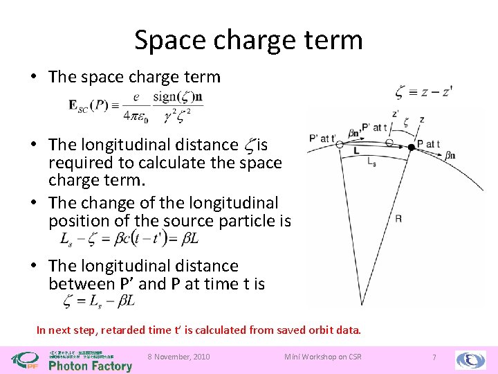 Space charge term • The space charge term • The longitudinal distance z is