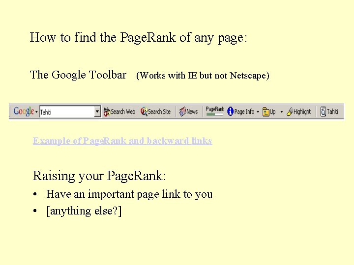 How to find the Page. Rank of any page: The Google Toolbar (Works with