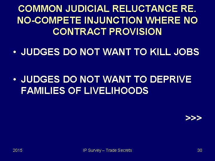 COMMON JUDICIAL RELUCTANCE RE. NO-COMPETE INJUNCTION WHERE NO CONTRACT PROVISION • JUDGES DO NOT COMMON JUDICIAL RELUCTANCE RE. NO-COMPETE INJUNCTION WHERE NO CONTRACT PROVISION • JUDGES DO NOT