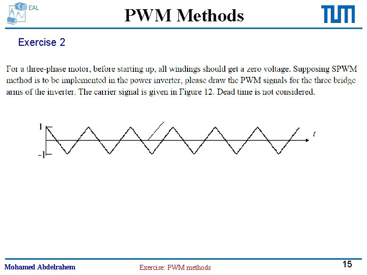PWM Methods Exercise 2 Mohamed Abdelrahem Exercise: PWM methods 15 