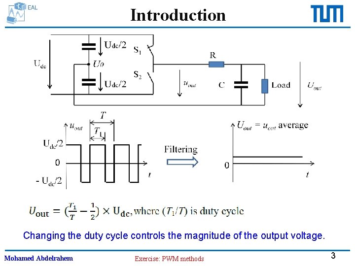 Introduction Changing the duty cycle controls the magnitude of the output voltage. Mohamed Abdelrahem