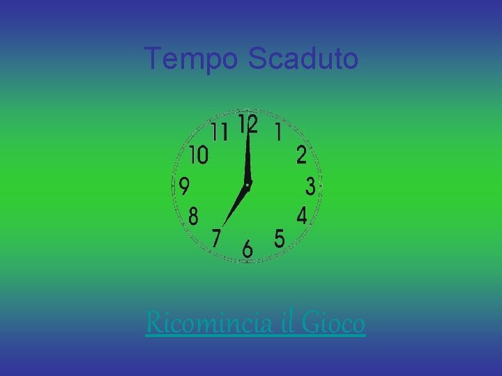 Tempo Scaduto Ricomincia il Gioco 