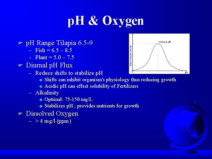 p. H & Oxygen F p. H Range Tilapia 6. 5 -9 – Fish