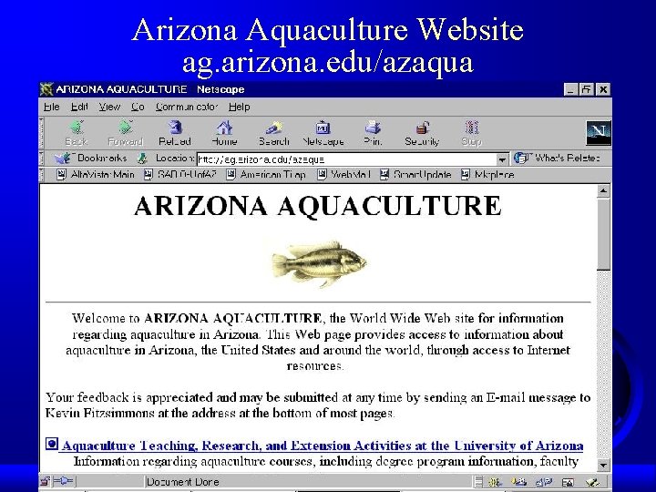 Arizona Aquaculture Website ag. arizona. edu/azaqua 