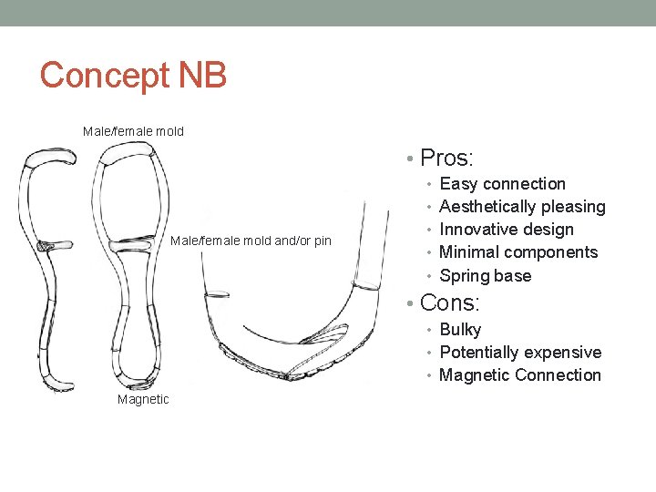 Concept NB Male/female mold • Pros: • Easy connection • Aesthetically pleasing Male/female mold