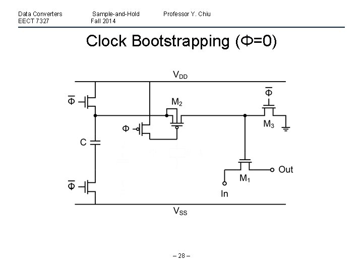 Data Converters EECT 7327 Sample-and-Hold Fall 2014 Professor Y. Chiu Clock Bootstrapping (Φ=0) –