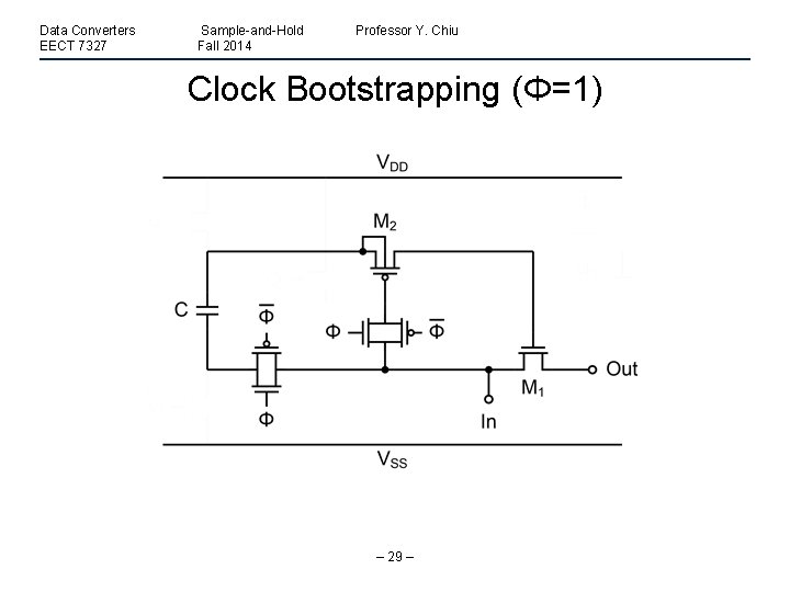 Data Converters EECT 7327 Sample-and-Hold Fall 2014 Professor Y. Chiu Clock Bootstrapping (Φ=1) –