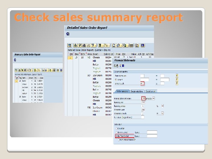 Check sales summary report 