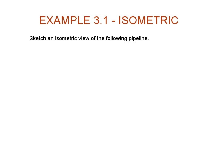 EXAMPLE 3. 1 - ISOMETRIC Sketch an isometric view of the following pipeline. 