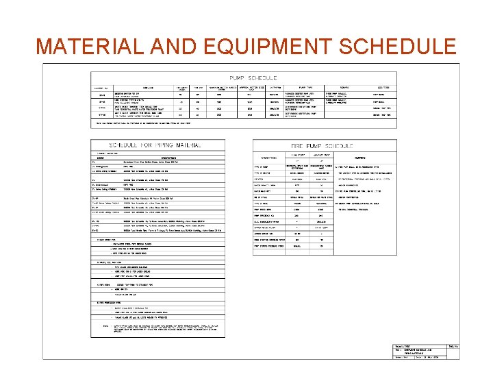 MATERIAL AND EQUIPMENT SCHEDULE 
