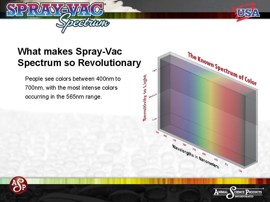 What makes Spray-Vac Spectrum so Revolutionary People see colors between 400 nm to 700