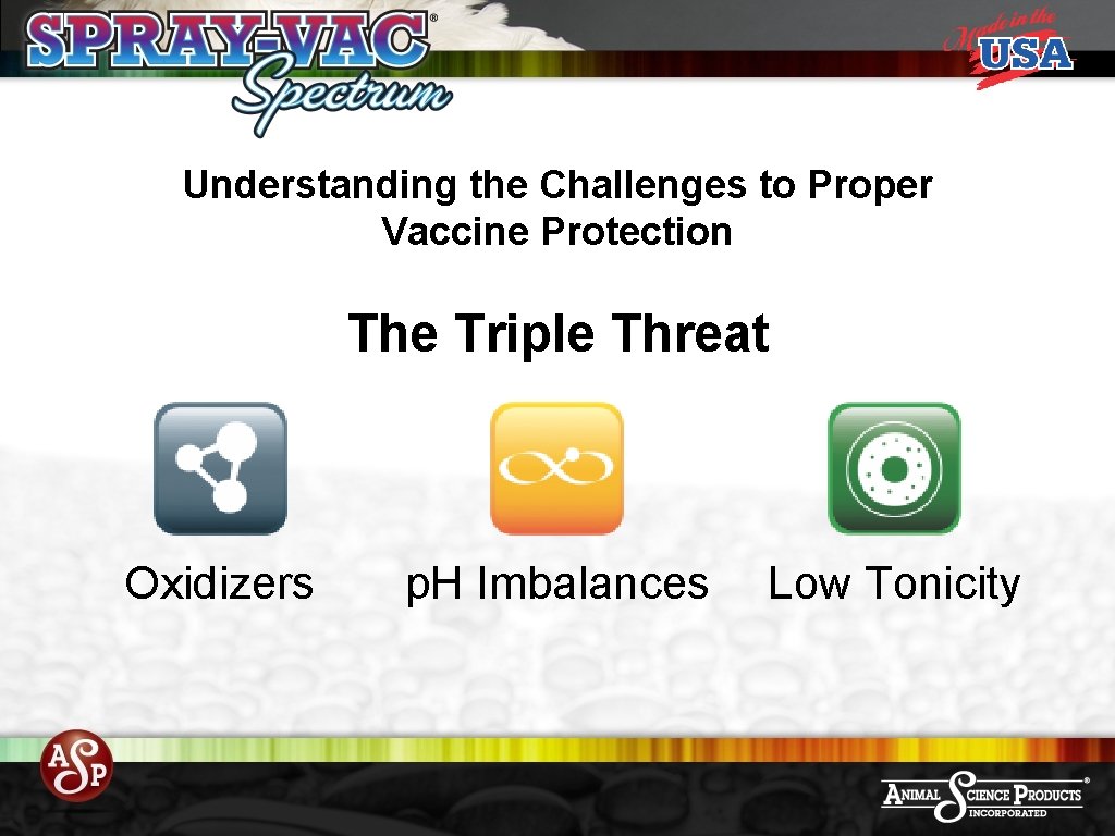 Understanding the Challenges to Proper Vaccine Protection The Triple Threat Oxidizers p. H Imbalances
