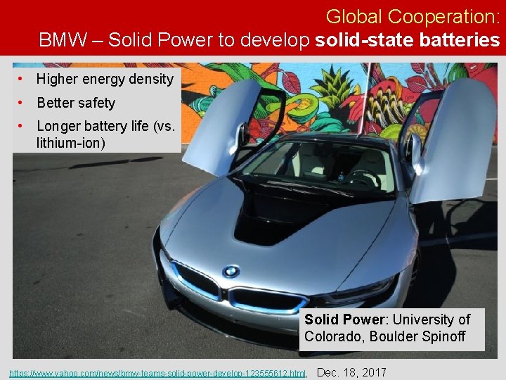 Global Cooperation: BMW – Solid Power to develop solid-state batteries • Higher energy density