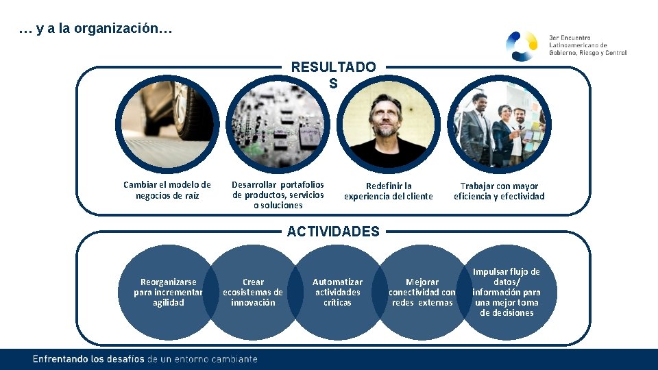 … y a la organización… RESULTADO S Cambiar el modelo de negocios de raíz