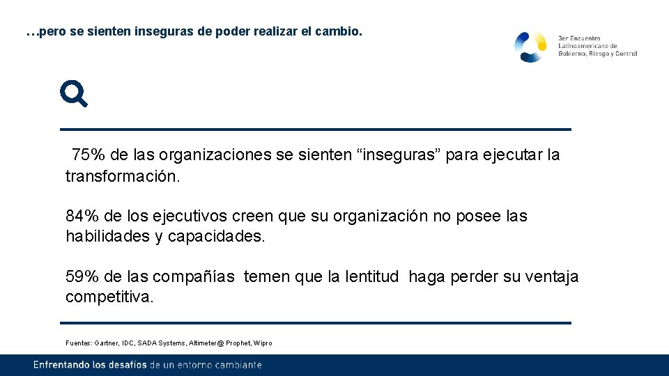 …pero se sienten inseguras de poder realizar el cambio. 75% de las organizaciones se