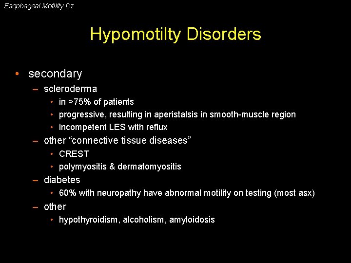 diabetes motility disorder