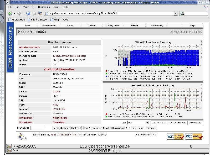 Web interface • Cluster view displays accumulated statistics and status for all machines in