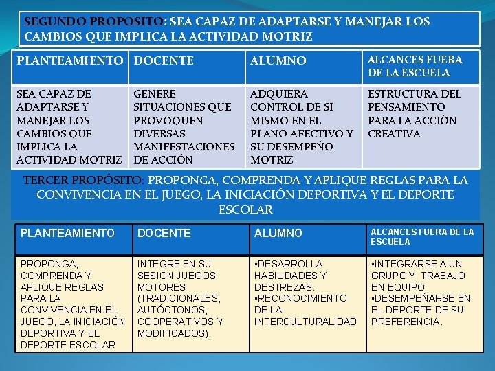 SEGUNDO PROPOSITO: SEA CAPAZ DE ADAPTARSE Y MANEJAR LOS CAMBIOS QUE IMPLICA LA ACTIVIDAD