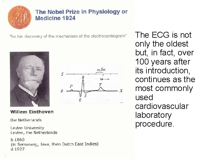  • The ECG is not only the oldest but, in fact, over 100