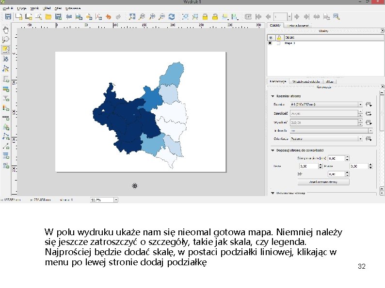 W polu wydruku ukaże nam się nieomal gotowa mapa. Niemniej należy się jeszcze zatroszczyć